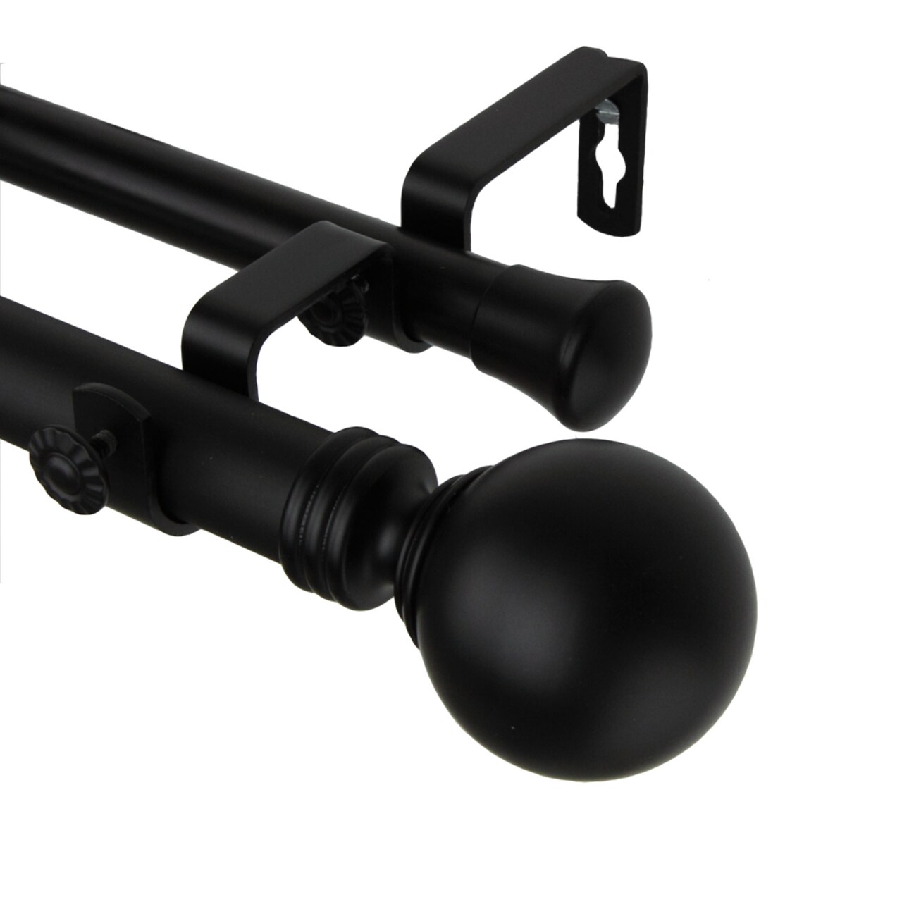 Rod Desyne Home Decorative Globe Double Curtain Rod 66-120 inch - Black